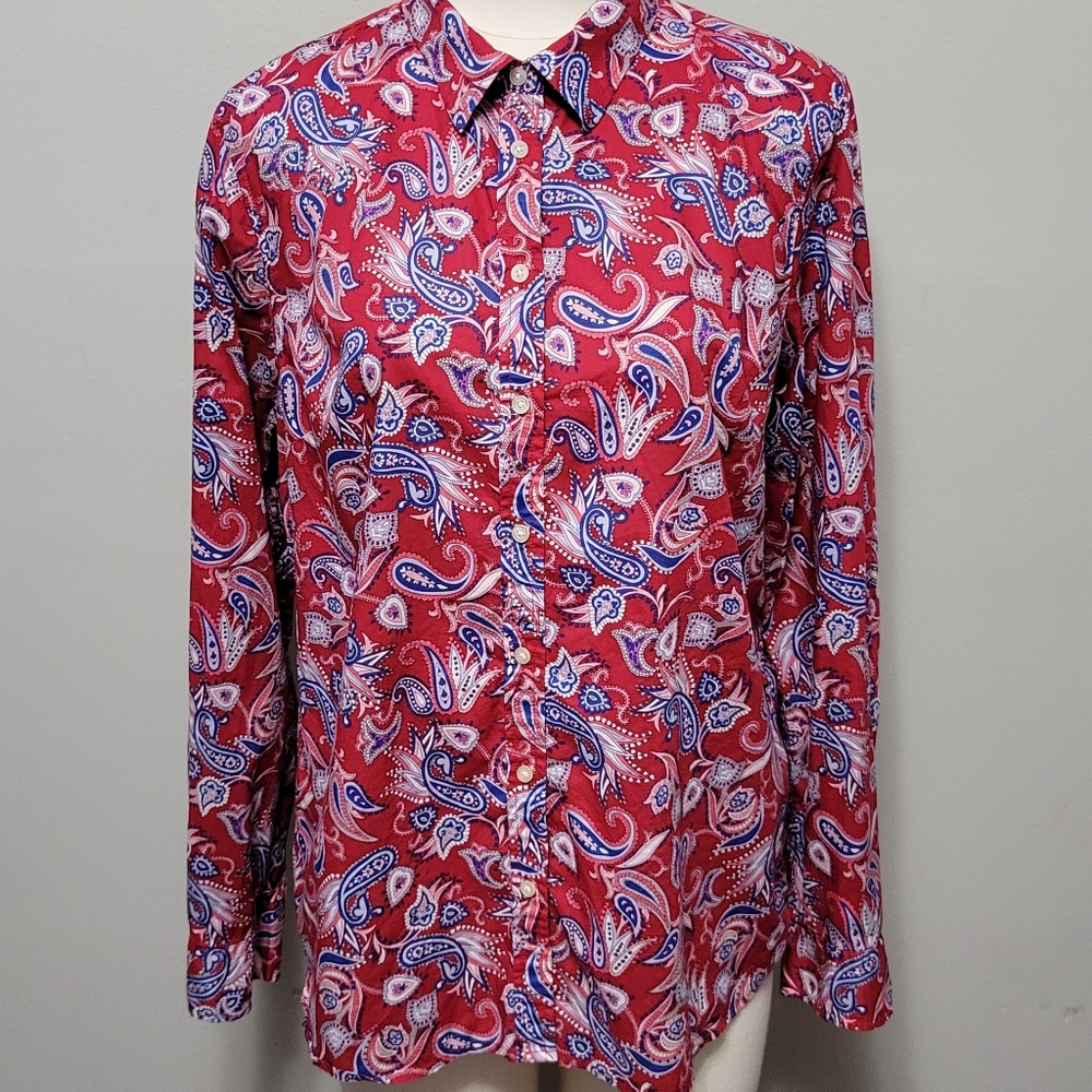 Talbots red paisley button down size large